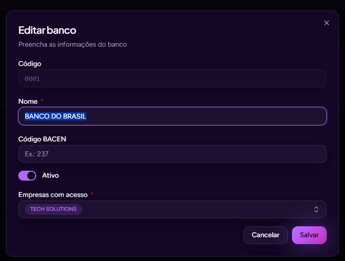 Editar banco